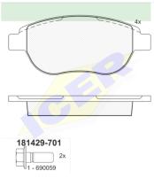 Icer Brakes 181429701 - JGO.PASTILLAS DEL P-207