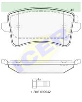 Icer Brakes 181835 - JGO.PASTILLAS FRENO TRAS.AUDI