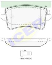 Icer Brakes 181835 - JGO.PASTILLAS TRAS.AUDI