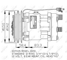 Nrf 32767G - COMPRESOR 12V SD7H15 145MM DEUTZ/FAHR